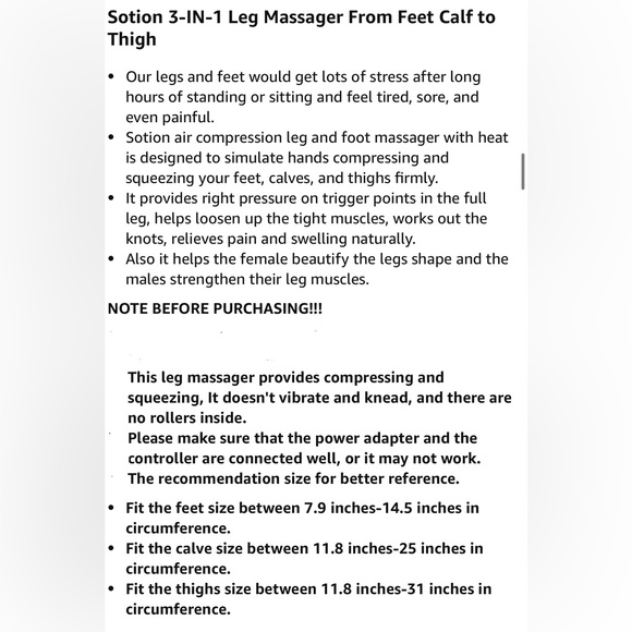 Leg Massager with Heat, Air Compression Leg Massager for Circulation and Relaxat - Picture 5 of 6